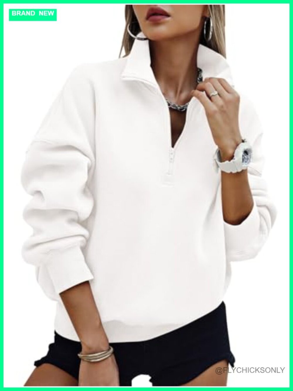 Oversized Half Zip Fleece Sweatshirt Stand-Up Collar Pullover